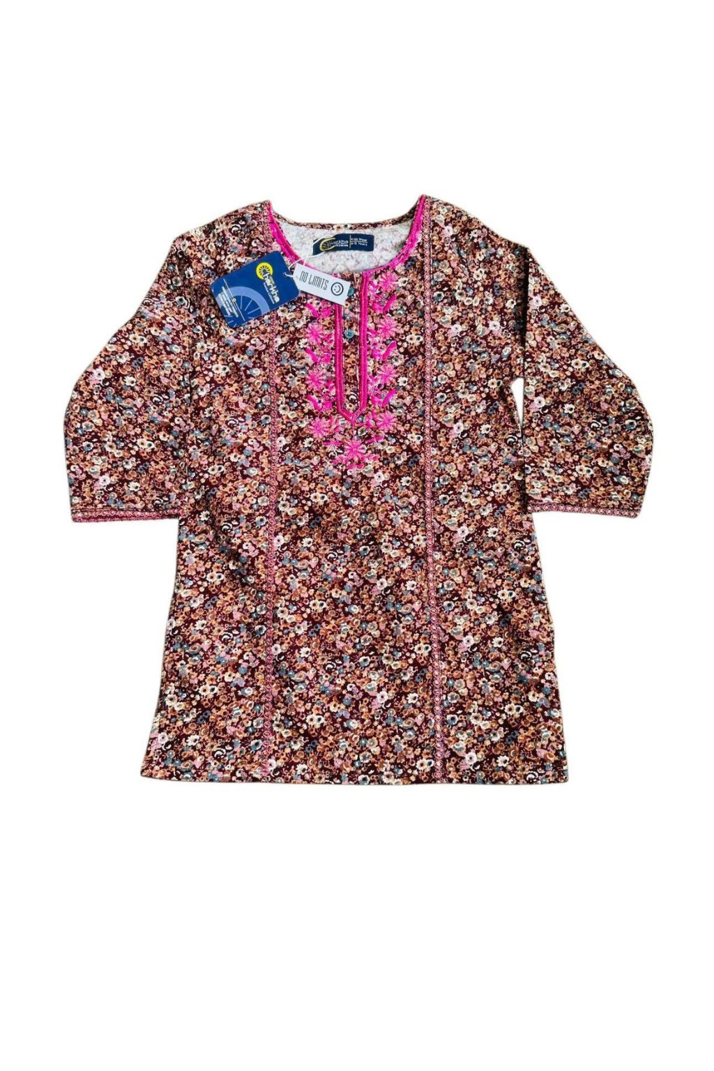 Autumn Kurti with Floral Neck Embroidery