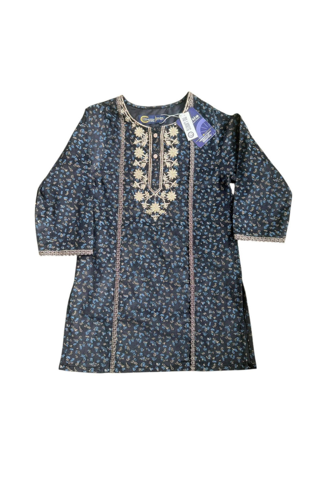 Autumn Kurti with Floral Neck Embroidery