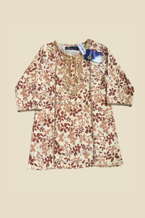 Autumn Kurti with Floral Neck Embroidery