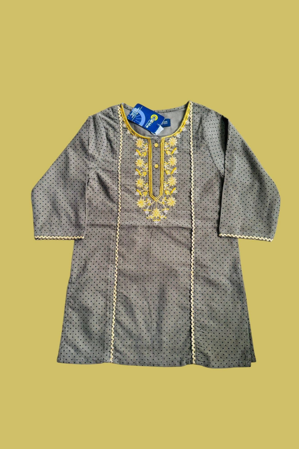 Autumn Kurti with Floral Neck Embroidery