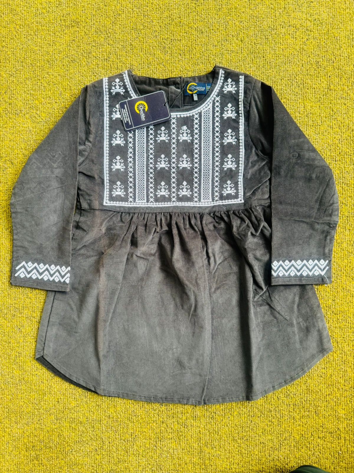 Cotrie Frock with Neck Embroidery