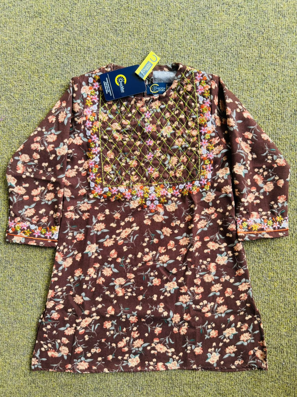 Cotrie Kurti with Neck Embroidery