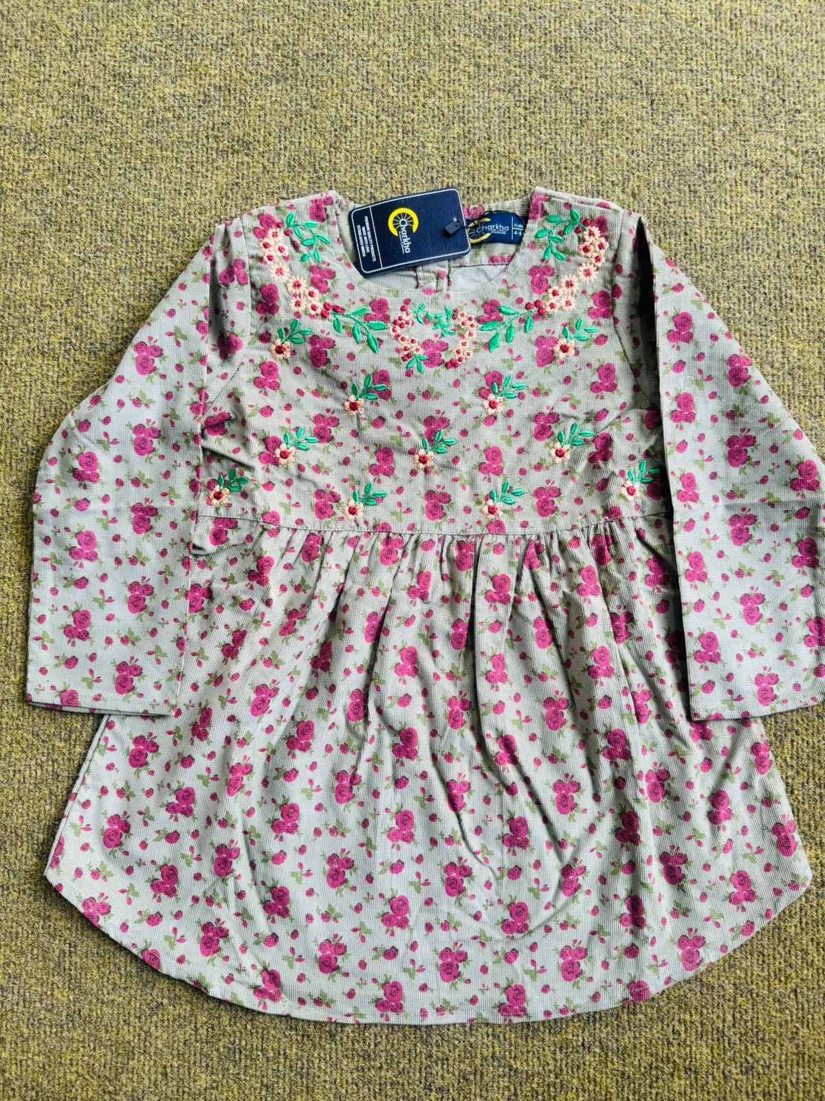 Cotrie Frock with Neck Embroidery