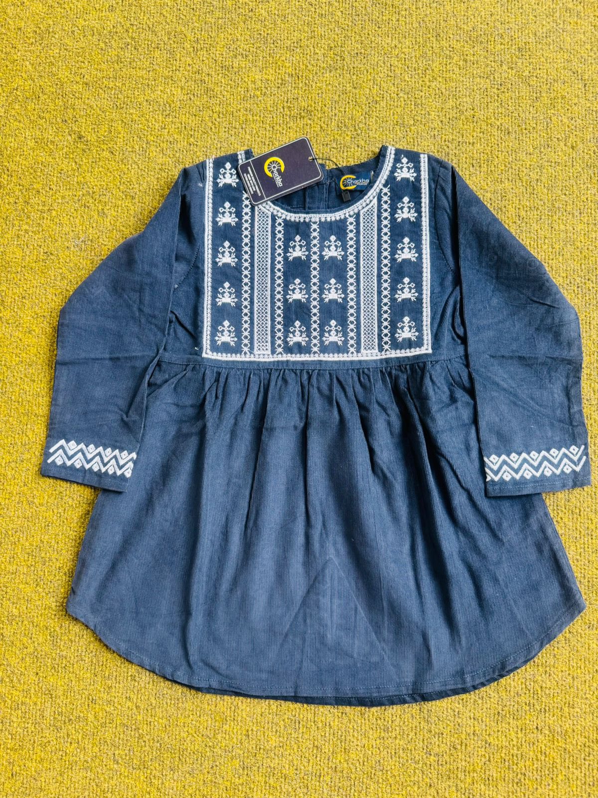 Cotrie Frock with Neck Embroidery