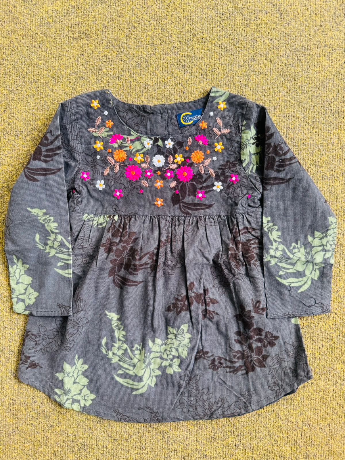 Cotrie Frock with Neck Embroidery