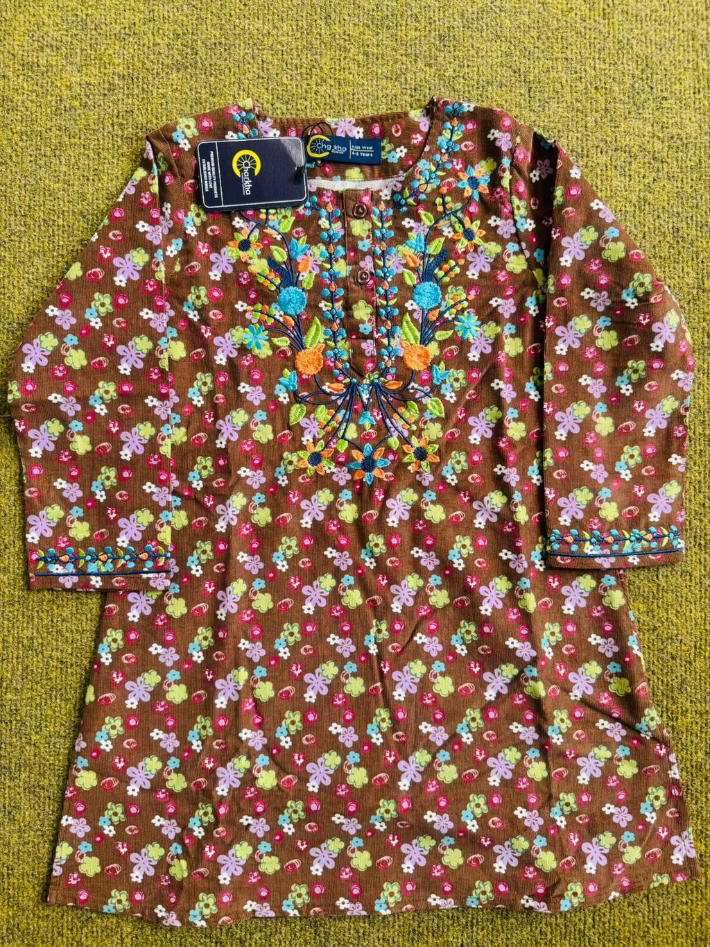 Cotrie Kurti with Neck Embroidery