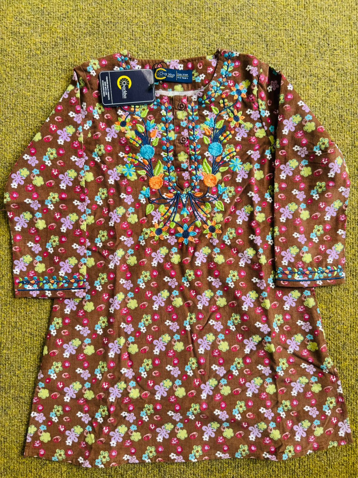 Cotrie Kurti with Neck Embroidery
