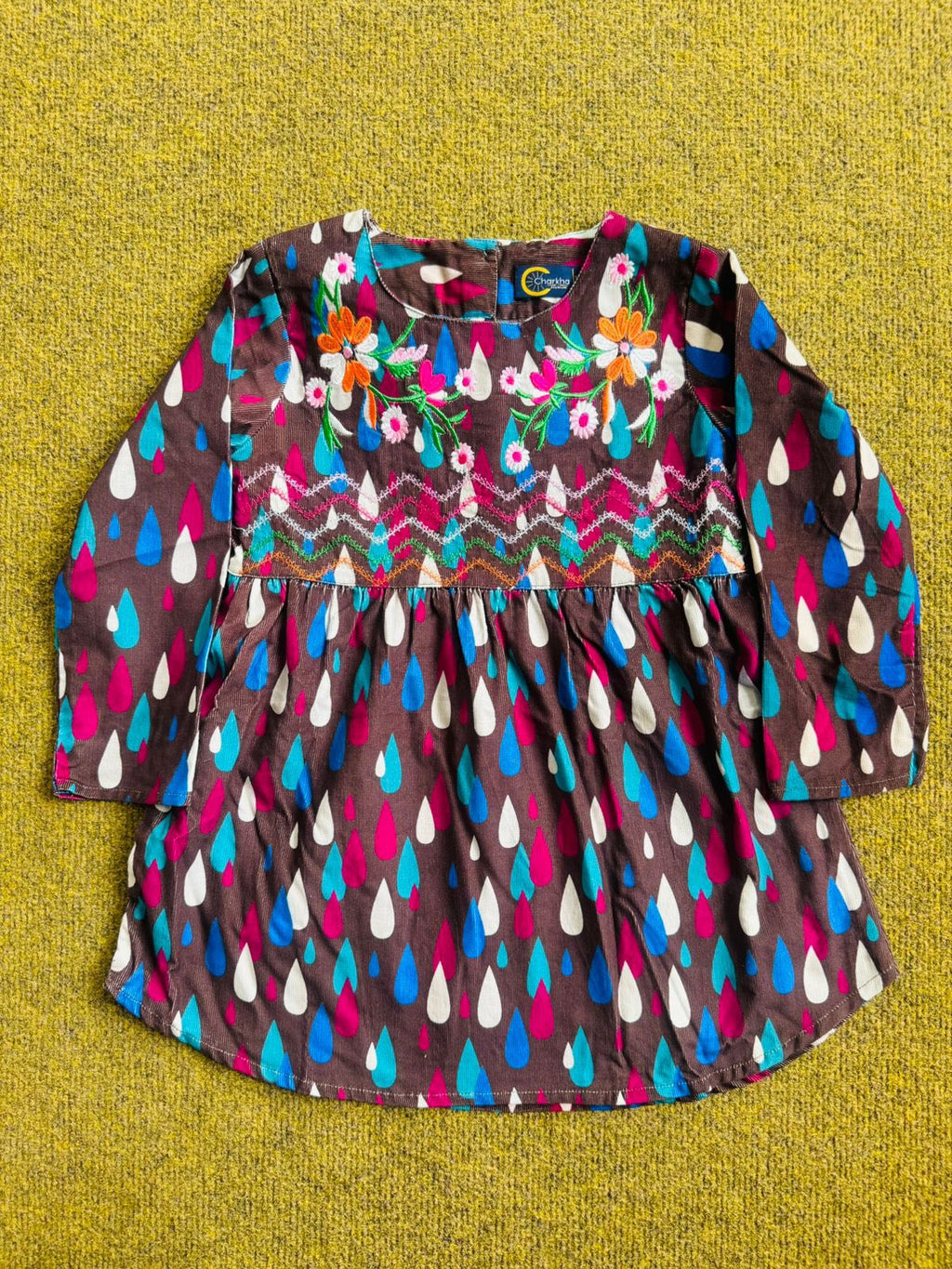 Cotrie Frock with Neck Embroidery