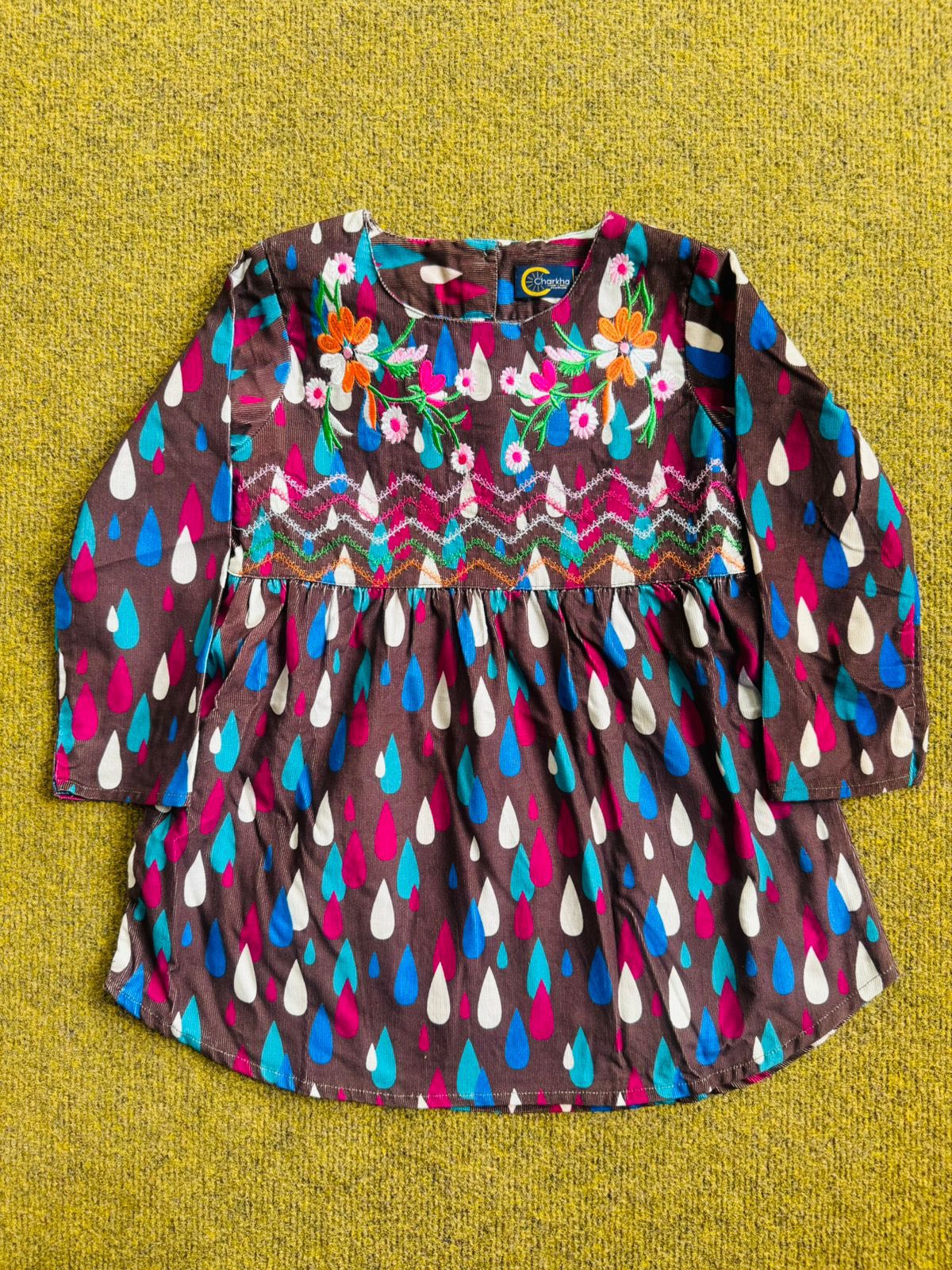 Cotrie Frock with Neck Embroidery