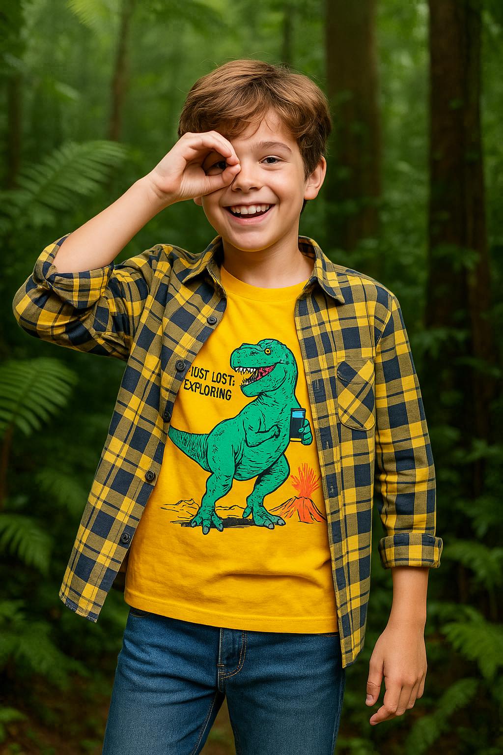 Check Navy Yellow Casual Shirt I Yellow Tee