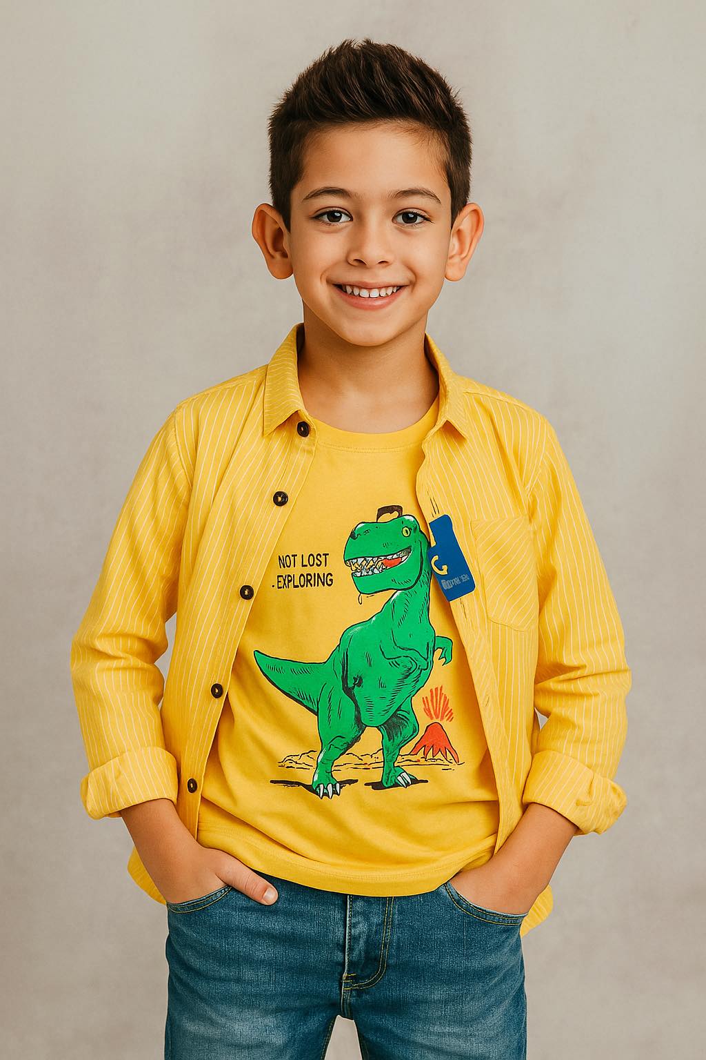 Yellow Line Causal Shirt I Yellow Tee