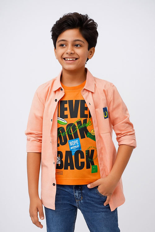 Baby Pink Causal Shirt I Oragne Tee