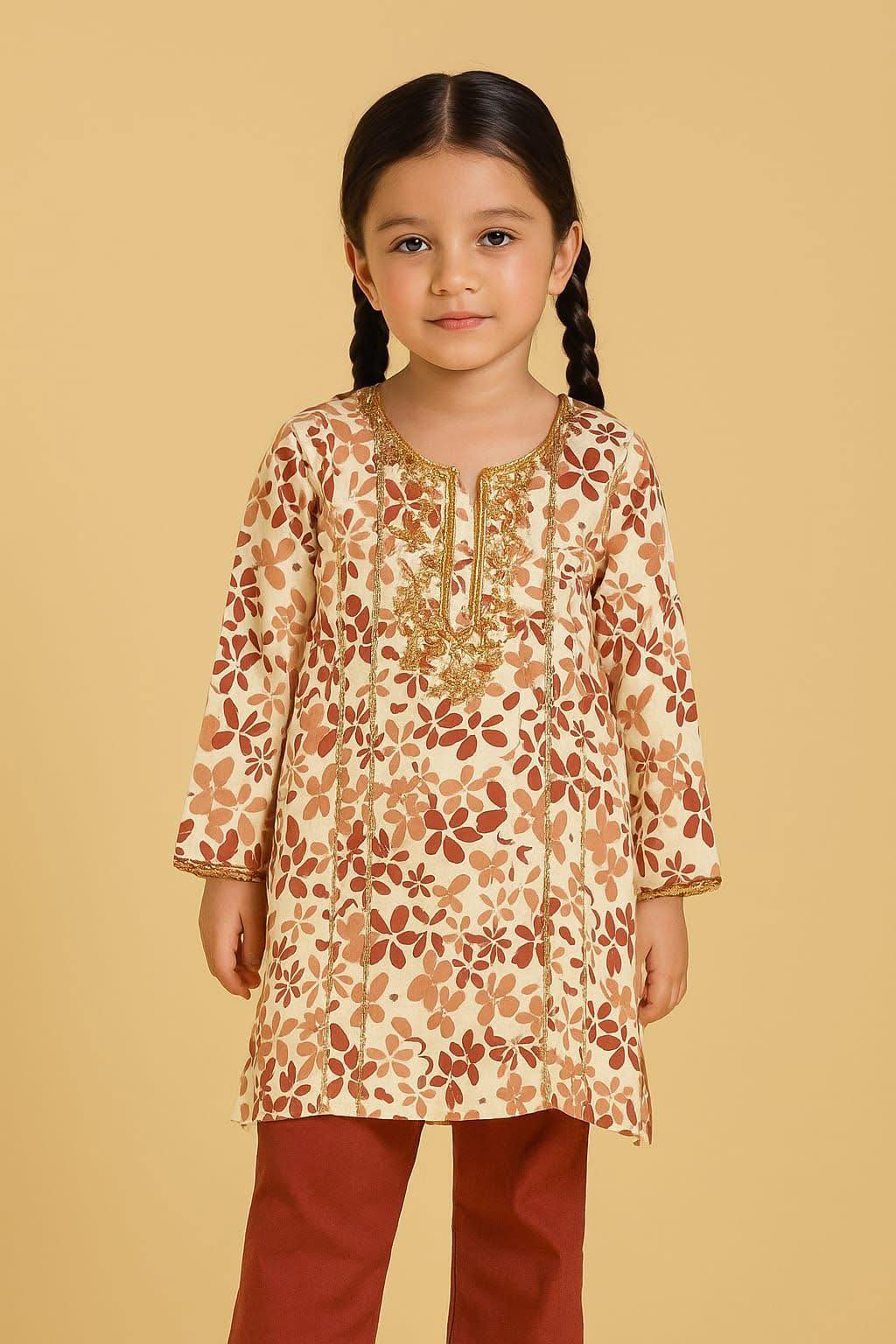 Embroidered Kameez With Trousers