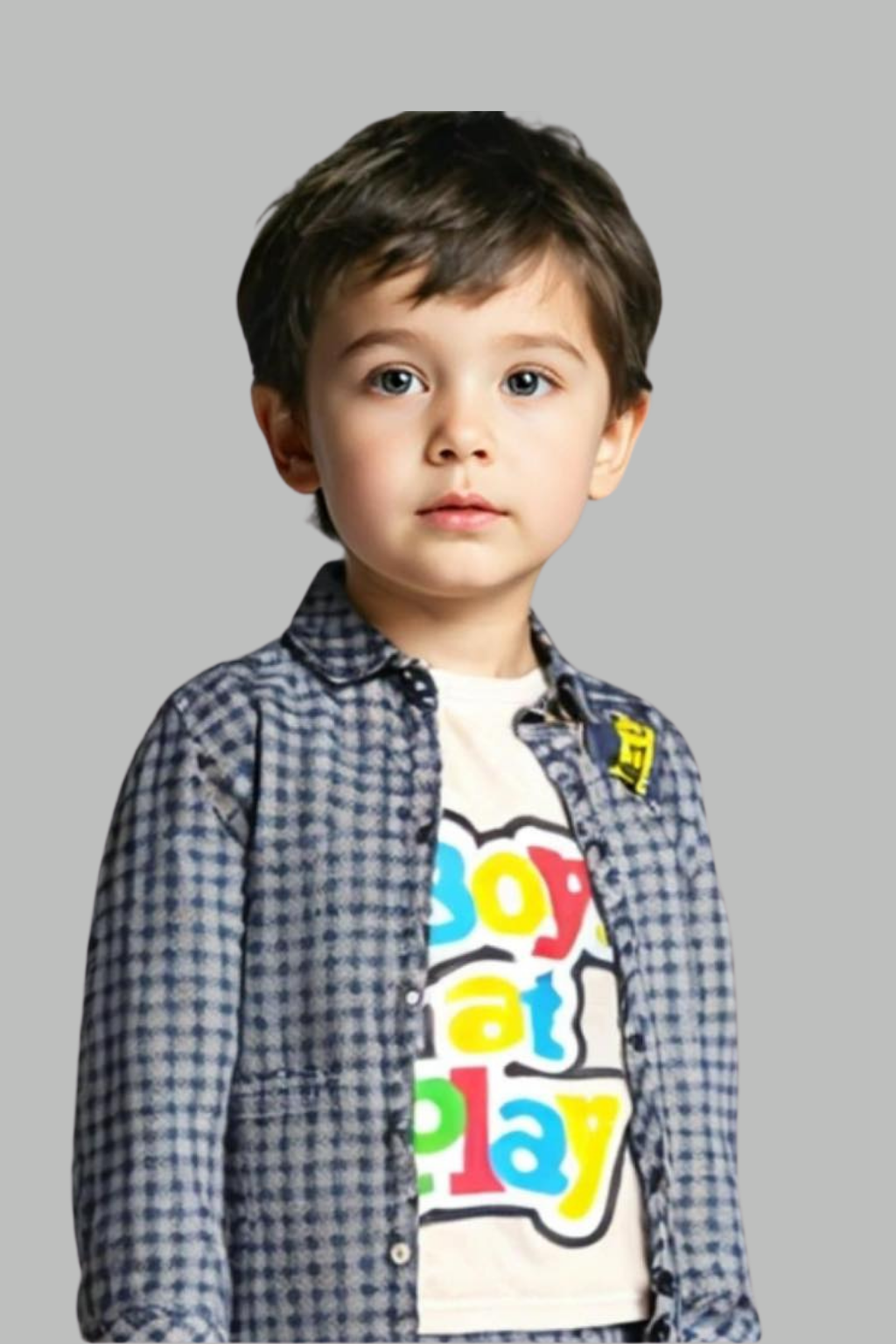 Check Grey Causal Shirt I White Tee