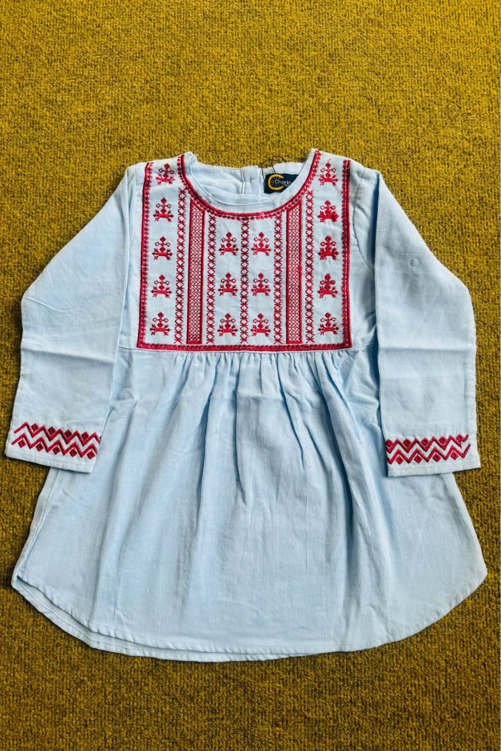 Cotrie Frock with Neck Embroidery