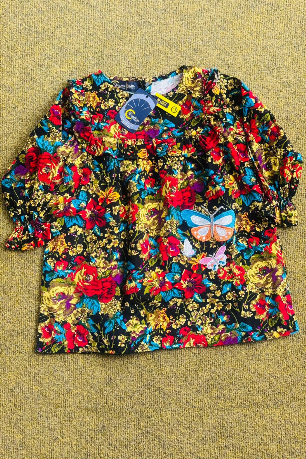 Cotrie Frock with Neck Embroidery
